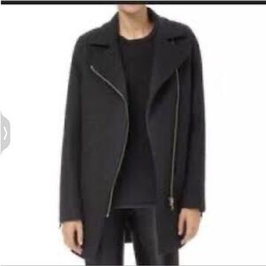 Aritzia Wilfred Free Dark Gray Wool Cashmere Blend Moto Coat